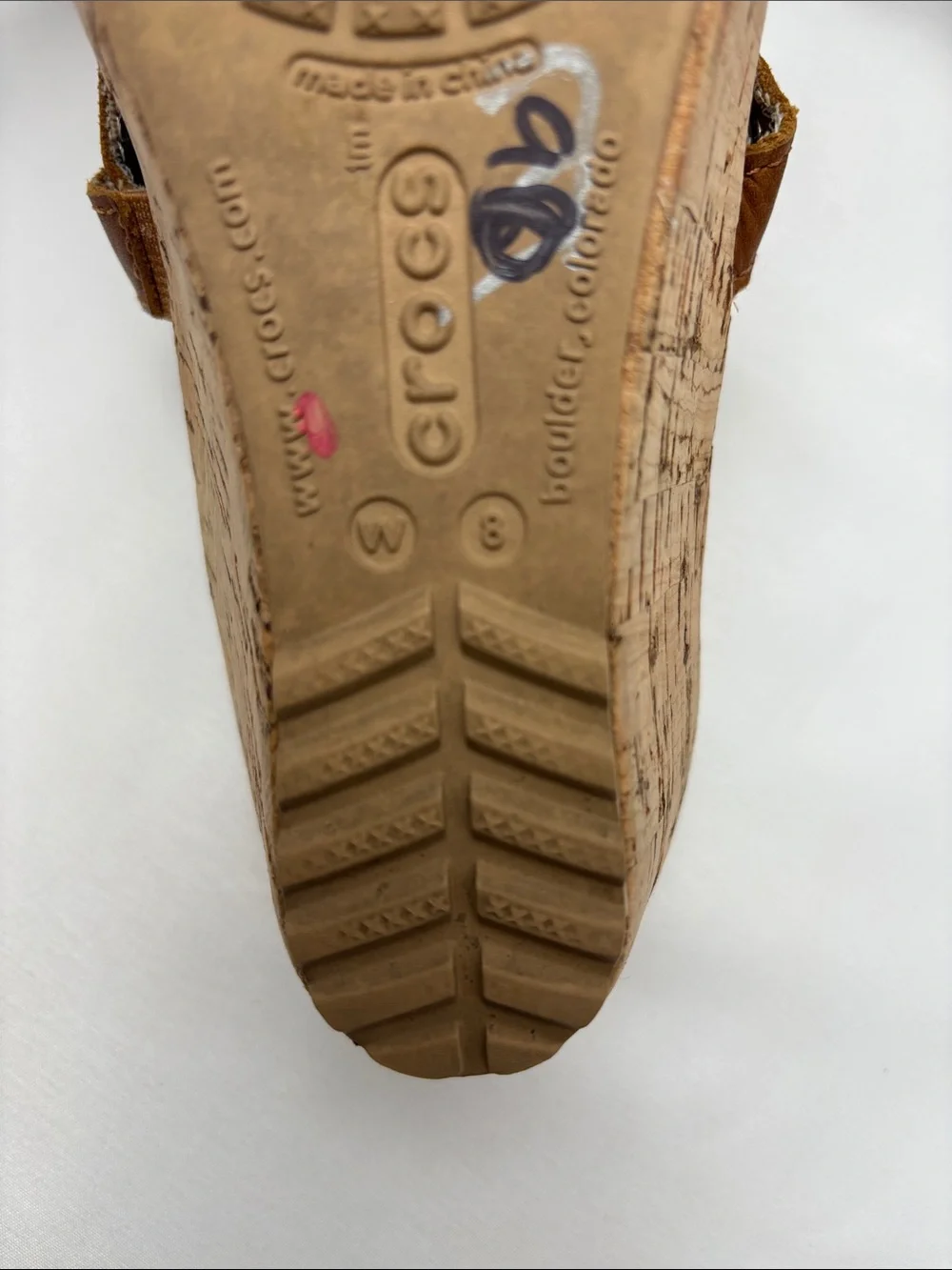 CROCS Women's 8W Brown Leather-Look Wedge Comfort Sandals #388